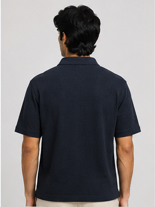 Men's Black Zip Polo T-Shir