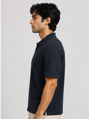Men's Black Zip Polo T-Shir