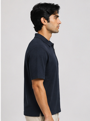 Men's Black Zip Polo T-Shir