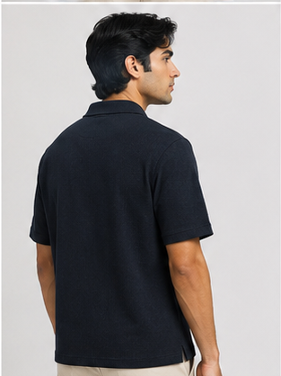 Men's Black Zip Polo T-Shir