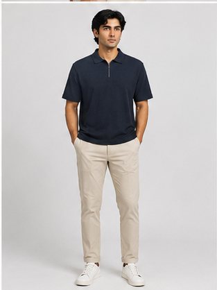 Men's Black Zip Polo T-Shir