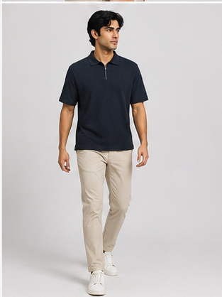 Men's Black Zip Polo T-Shir