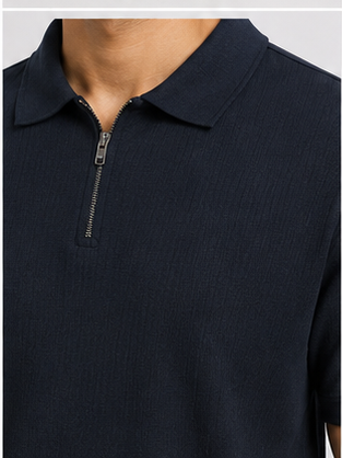 Men's Black Zip Polo T-Shir