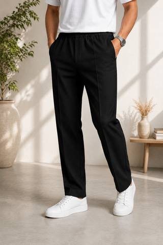 Ova black straight fit trouser